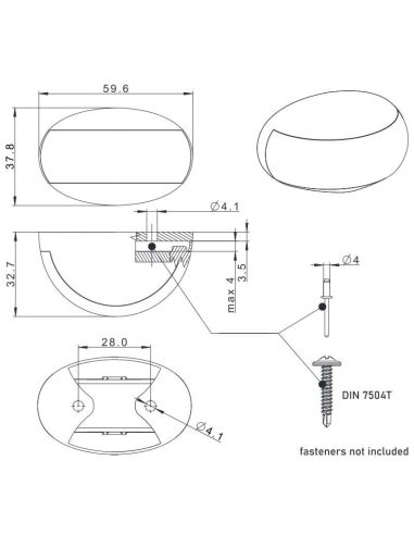 Dimensiones Piloto LED de galibo ovalado Blanco FT-067 B LED A R1 SM1 12V - 36V