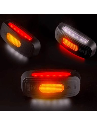 Piloto LED de galibo de 3 funciones con luz de galibo lateral, delantera y trasera SM1 A R1 12V 24V Fristom | LeonLeds