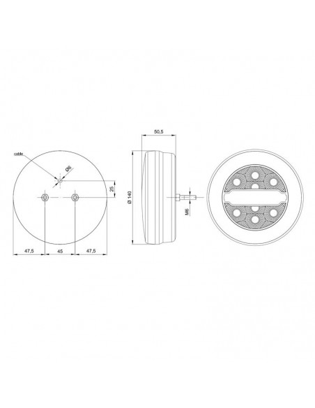 Piloto Trasero LED 3 Funciones 12/24V FT-113 Fristom Piloto trasero Redondo Camión Remolque Bañera 12v 24v Homologado | LeonLeds
