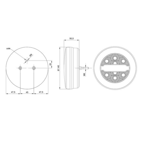 Piloto Trasero LED 3 Funciones 12/24V FT-113 Fristom Piloto trasero Redondo Camión Remolque Bañera 12v 24v Homologado | LeonLeds