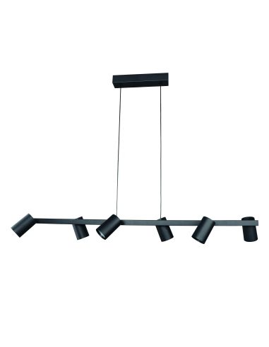 Suspensão regulável SAL 6 luzes preta IP20, 5,8cm Ø