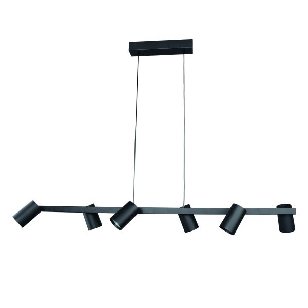 Lámpara colgante regulable SAL 6 Luces  negro IP20, 5,8cm Ø