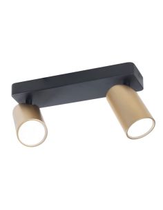 SAL GU10 Fita de Foco de 2 Luzes, Refletor Preto e Dourado