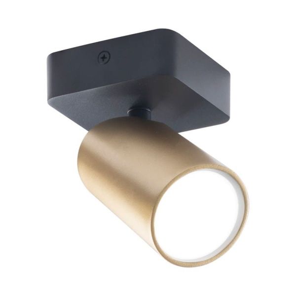 Foco o Aplique de 1 Luz SAL GU10, negro y foco en oro