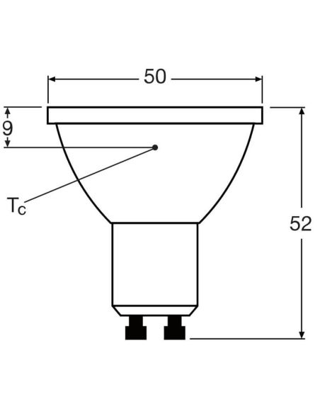 Mesures Ampoule LED GU10 très puissante 9,6W équivalent à 100W à 36º Classe de performance LedVance | LéonLeds