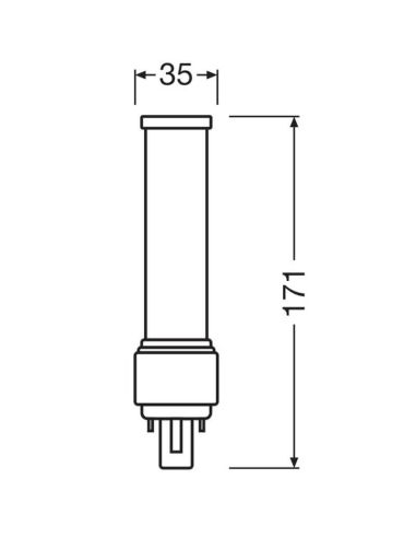 Dimensiones Bombilla LED G24D-1 de 6W reemplazo 13W EM D13 Value Class Dulux D Directo a red y ECC LedVance | LeonLeds