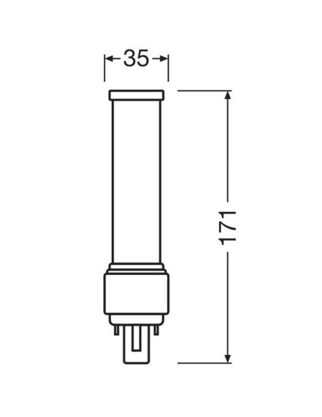 Dimensiones Bombilla LED G24D-1 de 6W reemplazo 13W EM D13 Value Class Dulux D Directo a red y ECC LedVance | LeonLeds