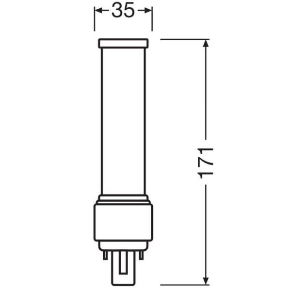 Dimensiones Bombilla LED G24D-1 de 6W reemplazo 13W EM D13 Value Class Dulux D Directo a red y ECC LedVance | LeonLeds