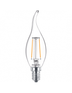 Bombilla LED vela llama E14 BA35 2W - 25W Luz Cálida 2.700K LedCandle CorePro 8719514377592 Philips