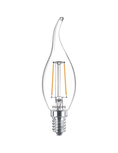 Bombilla LED vela llama E14 BA35 2W - 25W Luz Cálida 2.700K LedCandle CorePro 8719514377592 Philips