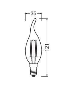 Bombilla LED llama E14 BA35 4W - 40W Luz Cálida 2.700K Performance Class Classic LedVance | LeonLeds 2