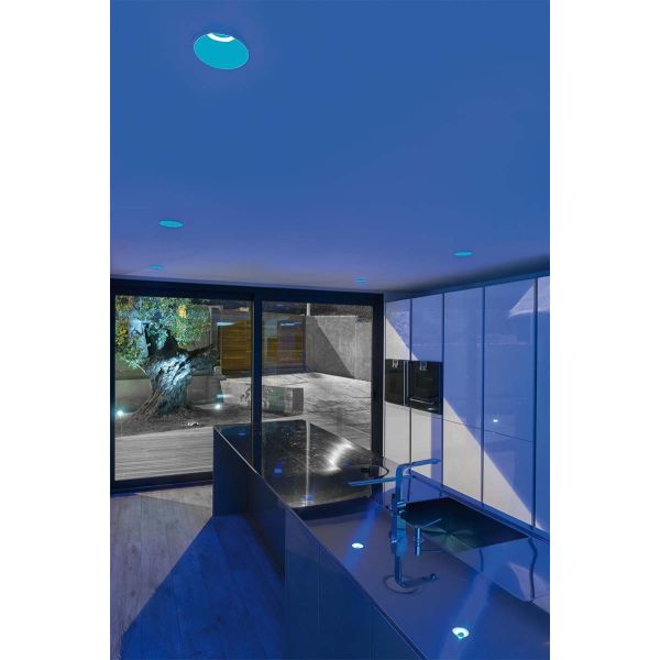 Encastré rond Lex Eco Blue 1 LED bleu Arkos Light pour plafond blanc | Éclairage LeonLeds