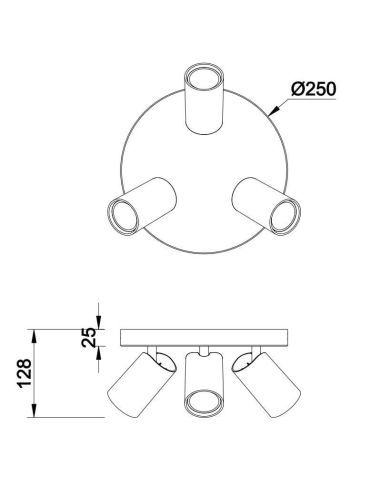 Plafon Sal 3 luzes branco fosco ou...