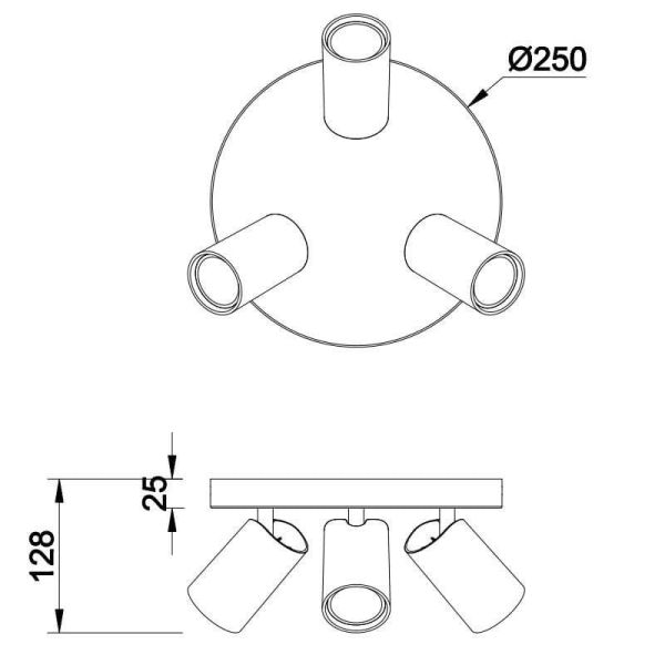 Plafon Sal 3 luzes branco fosco ou...