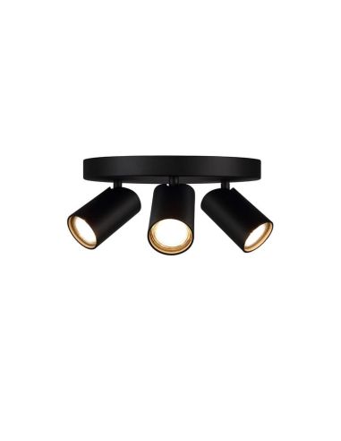 Plafon Sal 3 luzes preto fosco GU10
