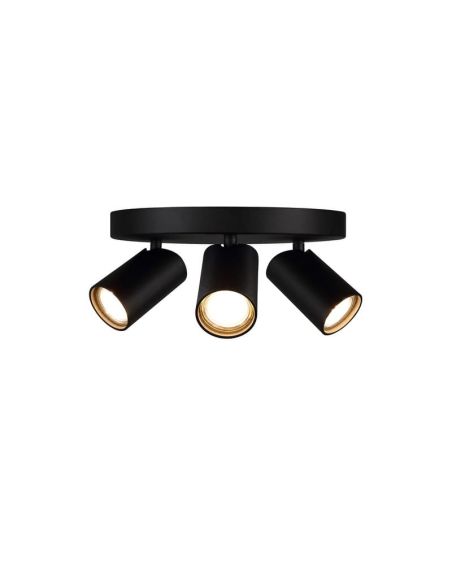 Plafon Sal 3 luzes preto fosco GU10
