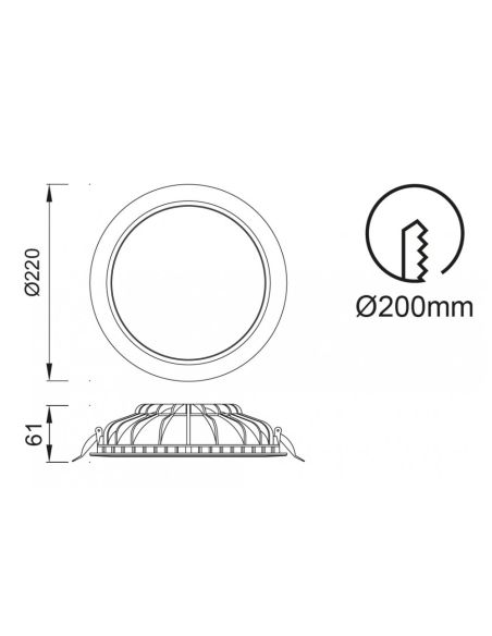 Empotrable LED Cabrera 22,5 cm 24W 3000K blanco medidas