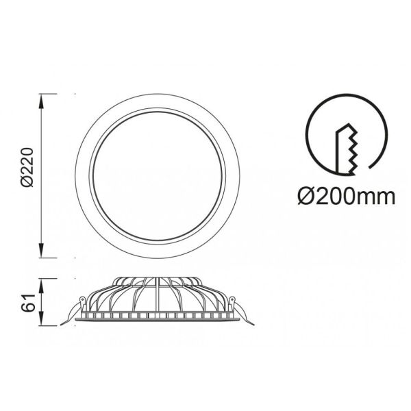 Empotrable LED Cabrera 22,5 cm 24W 3000K blanco medidas