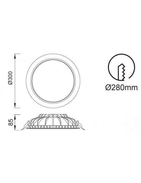 Embutida LED Cabrera 30 cm 30W 3000K branco medidas