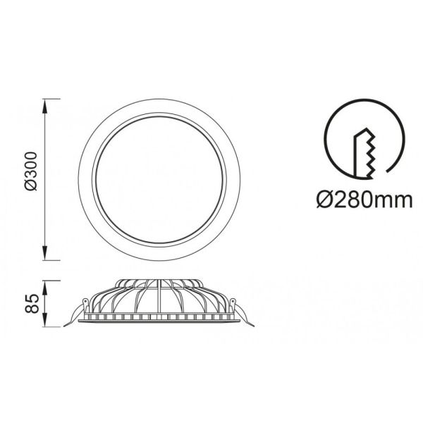 Empotrable LED Cabrera 30 cm 30W 3000K blanco medidas