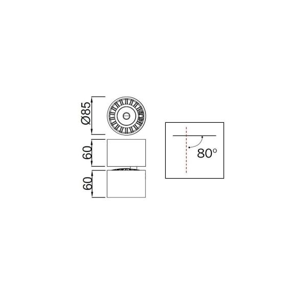Refletor LED COB Redondo Columbretes Superfície 12W 3000K medidas