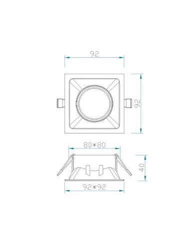 Empotrable cuadrado Comfort GU10 blanco mate 9,2 cm medida