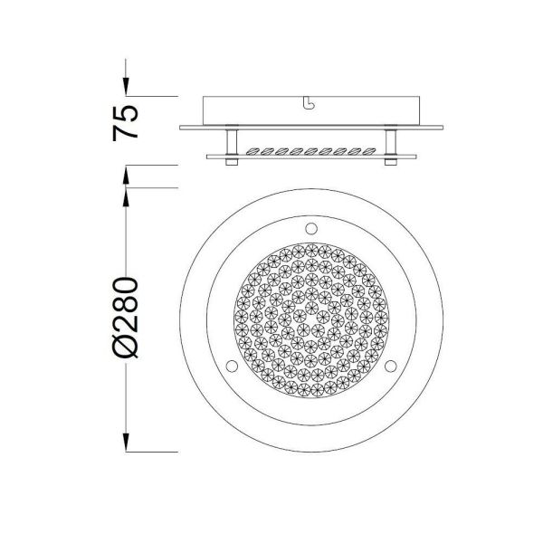 Plafonnier LED Crystal Mirror rond chrome 12W 28cm 4000K