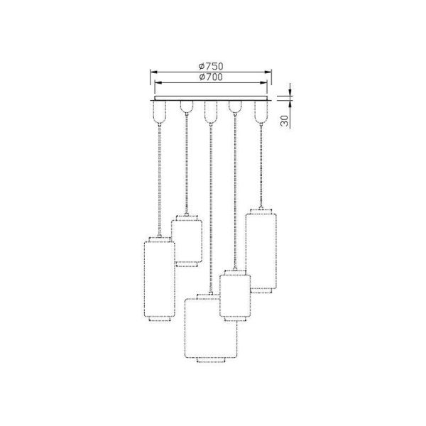 Kit Lámpara de Techo Jarras cromo 5L - Solo Base medidas