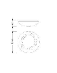 Plafon redondo branco zero 5xE27 50cm Ø 2