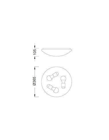 Plafón Zero 3LXE27 blanco 34,5cm Ø