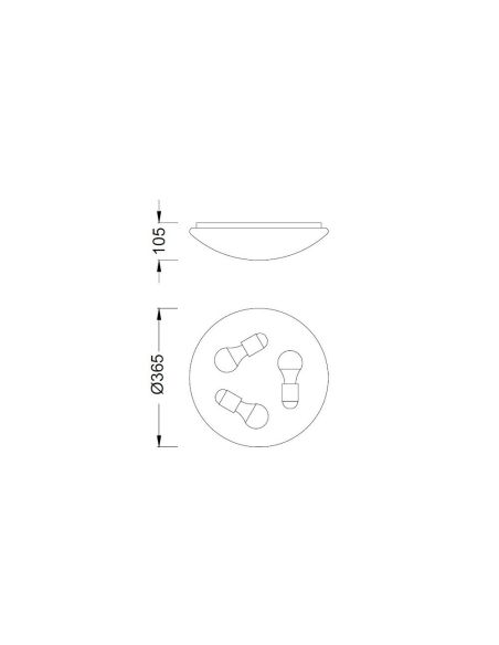 Plafón Zero 3LXE27 blanco 34,5cm Ø