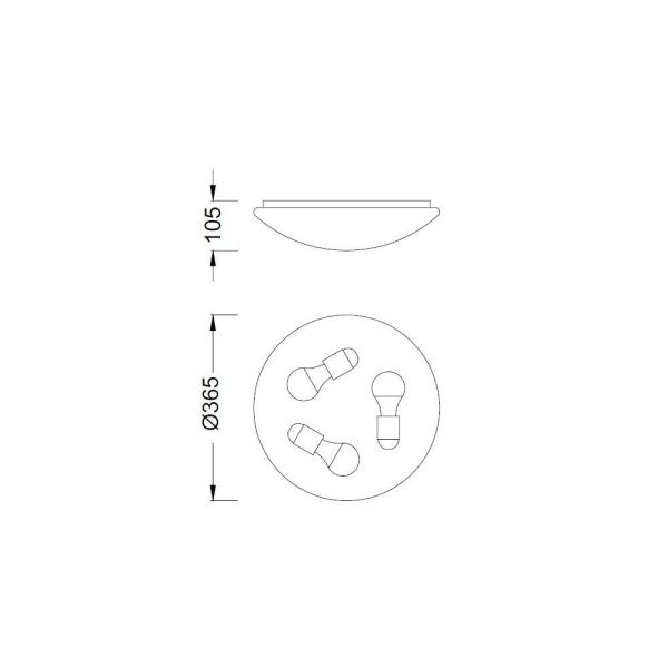 Plafón Zero 3LXE27 blanco 34,5cm Ø