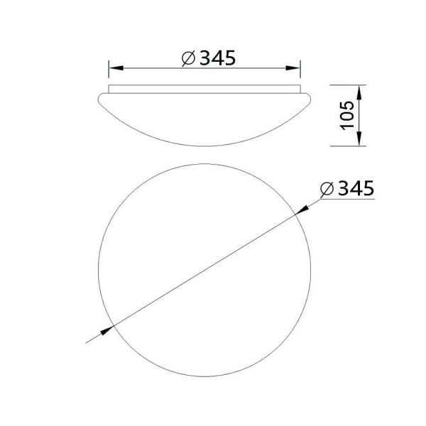 Zero 3LXE27 plafon branco medidas 34,5cm Ø