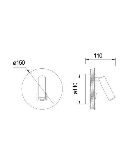 Aplique LED leitor CAYMAN 3W+6W ouro fosco 3000K