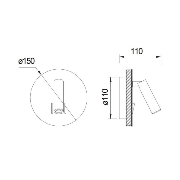 Applique liseuse LED CAYMAN 3W+6W or mat 3000K