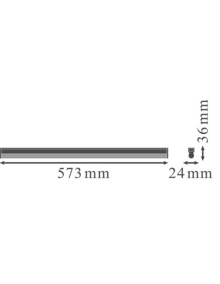 Dimensiones Regleta LED T5 Compacta 8W de 60CM con Interruptor Ledvance 4058075106116 | LeonLeds
