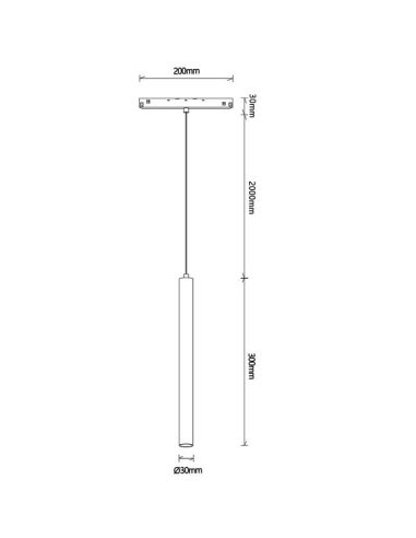 Foco colgante LED carril magnético Magneto 5W 4000K negro medida