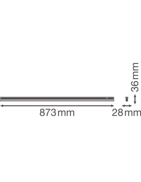Dimensiones Regleta LED T5 Compacta 12W de 90CM con Interruptor Ledvance | LeonLeds