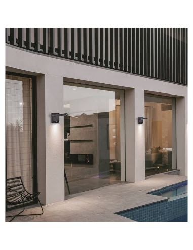 Aplique LED exterior COOPER giro izquierda a derecha 350º ↔️ 20W 3000K blanco/negro con/sin sensor