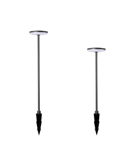 Balise d'extérieur LED noire AKITA H.60 ou H.80 12W 3000K avec 2 options incluses, Embout à clouer dans le sol ou Socle