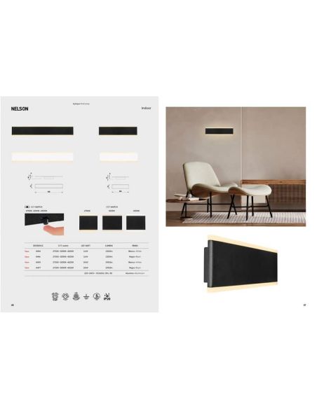 Aplique LED de pared NELSON negro/blanco 16W/24W 2700K-3200K-4000K