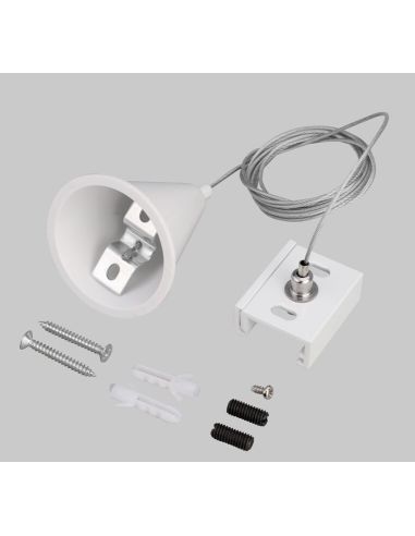 Kit de suspension rail 2m Rails Eco Triphasés noir ou blanc