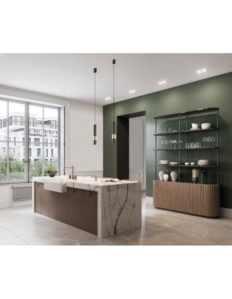 Lámpara colgante CLIFTON 7W 3000K blanco O negro-oro AMBIENTE