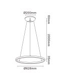 RUIMAR Suspension Plafonnier LED rond 40+15W 3000K 62,8cm Ø blanc/noir/sable dimensions