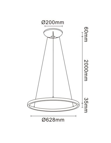 RUIMAR Suspension Plafonnier LED rond 40+15W 3000K 62,8cm Ø blanc/noir/sable dimensions