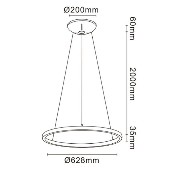 Lámpara de Techo LED Colgante RIUMAR redondo 40+15W 3000K 62,8cm Ø blanco/negro/arena medidas