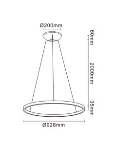 RUIMAR Candeeiro suspenso LED redondo 60+20W 3000K 92,8cm Ø branco 2