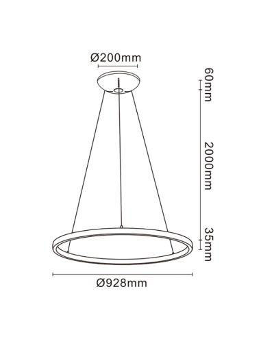 Lámpara de Techo LED Colgante RIUMAR redondo 60+20W 3000K 92,8cm Ø blanco/negro/arena medidas