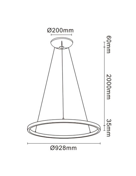 Lámpara de Techo LED Colgante RIUMAR redondo 60+20W 3000K 92,8cm Ø blanco/negro/arena medidas