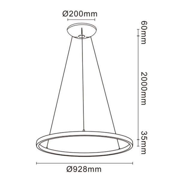 Lámpara de Techo LED Colgante RIUMAR redondo 60+20W 3000K 92,8cm Ø blanco/negro/arena medidas